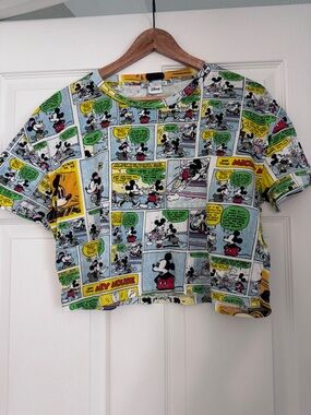 Zara Disney Mickey Mouse Comic Print Crop Tee
